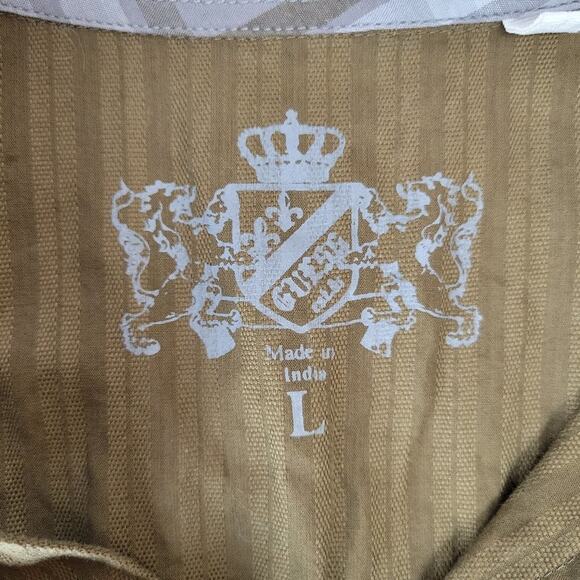 Guess Western Shirt Mens Long Sleeve Button‎ Down Brown Striped Size Large - Picture 5 of 8